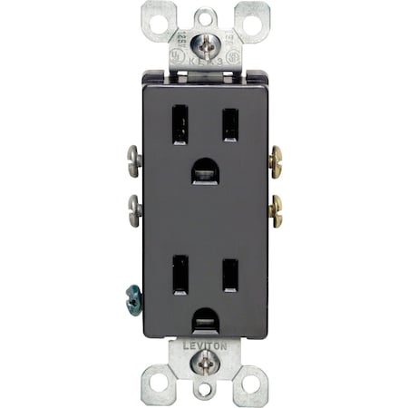Leviton Decora 15A Black Residential Grade 5-15R Duplex Outlet S05-05325-0ES