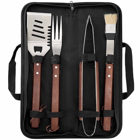 Gibson Home Barbecue Basics 5 Piece Stainless Steel BBQ Tool Set with Wood Handles 138509.05