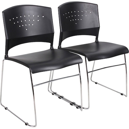 Boss Guest Chair, Black Seat, Black Back, 18 1/2" W 18" L 32 1/2" H, No Arms, Vinyl Seat B1400-BK-2