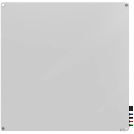 Ghent Dry Erase Board, Glass, 48 in, 48 in, No Frame Frame, White, Gloss HMYRN44WH