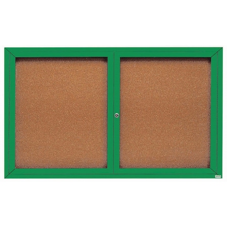 Aarco Illuminated Enclosed Bulletin Board w/ Green Powder Coated Al Frame, 36''Hx60''W DCC3660RIG