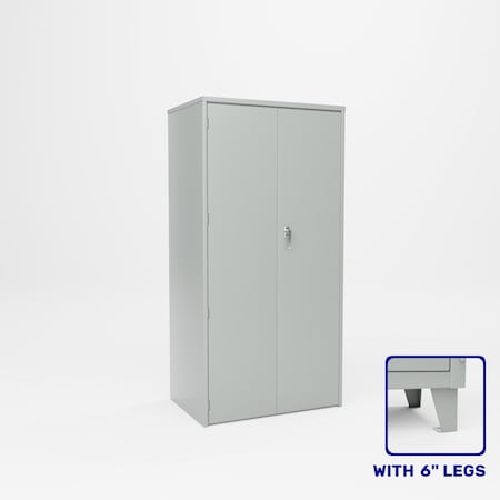 Pucel Heavy Duty Storage Cabinet with 6in Legs, 36in W x 78in H x 24in D, with 4 Adjustable Shelves, Gray HDSC-3672-24-4L