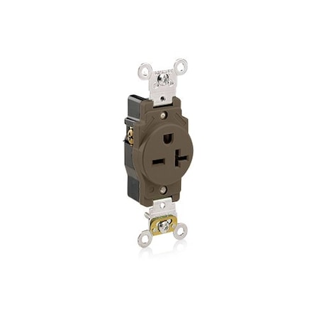 Leviton Straight Blade Receptacle, 6-20R, 20 A, 250V AC, 2 Pole, 3 Wire, Flush Mount, Grounded 5461