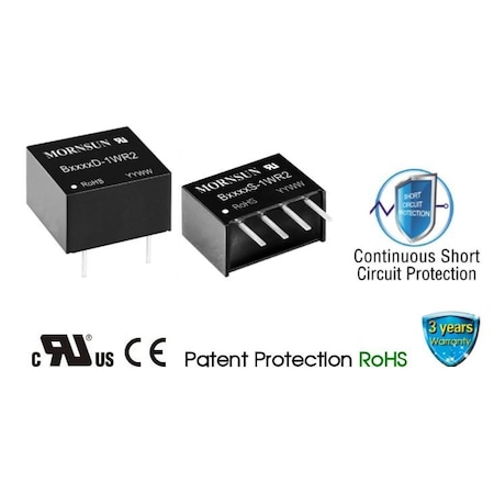Mornsun DC/DC Converter, 1W isolated DC/DC with Fixed Input Voltage; unregulated Single Output B2424D-1WR2