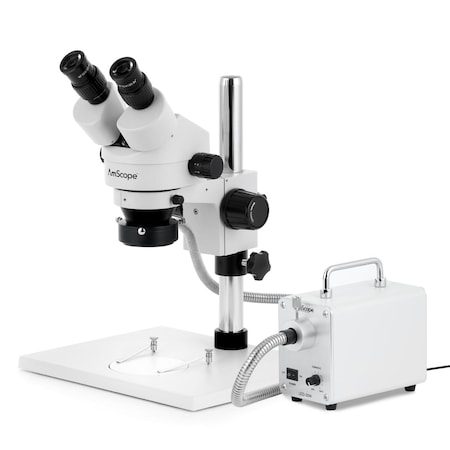 Amscope SM-1 Zoom Binocular Stereo Microscope 7X-45X w/30W LED Fiber Optic Ring Light and 3MP USB 2.0 C-mou SM-1B-30WR-3M