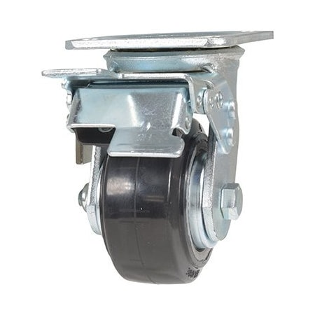 Vestil Rubber Swivel With Total Brake Caster 4 In. Diameter x 2 In. Width 551 lb Black/Gray CST-VE-4X2MRA-SWTB