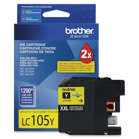 Brother Innobella LC105Y Ink Cartridge - Inkjet - High Yield - 1200 Pages - Yellow - 1 Each LC105Y