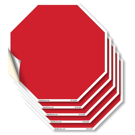 Signmission Blank Sign Red Background, 6 inch X 6 inch, Vinyl Decal, 5PK OC-D-5PACK-6-28