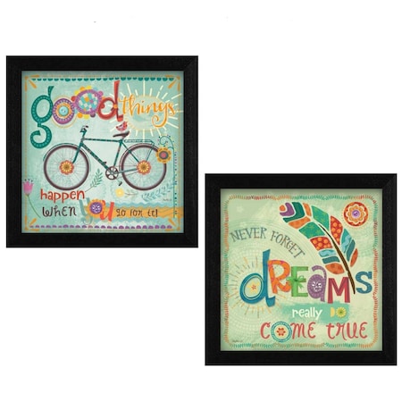 Homeroots Set Of Two Good Things Black Framed Print Wall Art, 2PK 405724