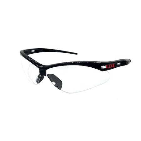 Pri Max Black Half-Frame Clear Lens Safety Glasses, Rubber Nosepiece, and Scratch Resistance SG40C