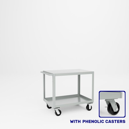 Pucel Heavy Duty Shop Truck, 36 in W x 24 in D x 33.5 in H, Two Shelves, Push Handle, Gray 2436-DT-2P