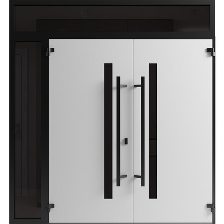 Vdomdoors Front Exterior Prehung Aluminum Double Doors Ronex0162 Red Oak Mirrored Clear Glass 1 Sidelight and RONEX0162DEXD-RED-W72+16xH80+14-RH-O
