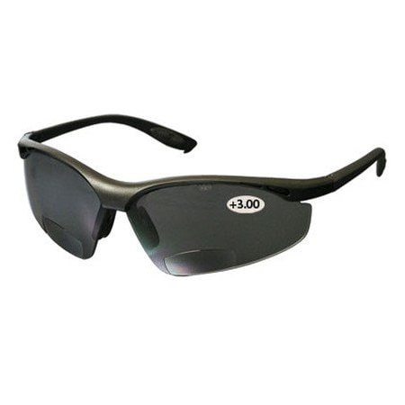 Bouton Optical Semi-Rimless Safety Readers w/Black Frame, Gray Lens and Anti-Scratch Coating, +3.00 Diopter 250-25-0130