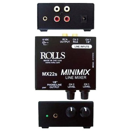 Rolls The is a 2 Channel mixer for mixing a 1/8-in line signal such as a laptop computer or Ipod MX22S