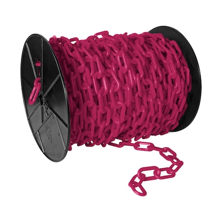 Mr. Chain 2" x 125' Safety Pink Plastic Safety Chain - Reel 50125