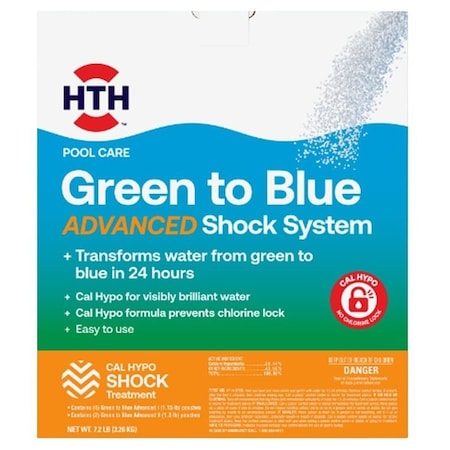 Hth 52038 Advanced Green to Blue Chemical, 7.2 lb, Powder, Chlorine, White 52038R