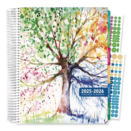 Global Printed Products Deluxe Seasons Tree Weekly/Monthly Lesson Planner, 7 Class, 11 x 8.5, 13-Month: Aug 2025 to Aug 2026 NAD26-DTP-20