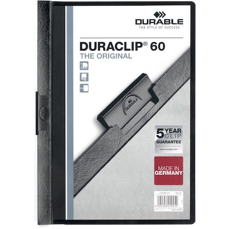 Duraclip Report Cover, 60 Sh, Ltr, Black, PK25 221401