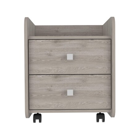 Homeroots 22" Gray Wood Two Drawer Nightstand 543671