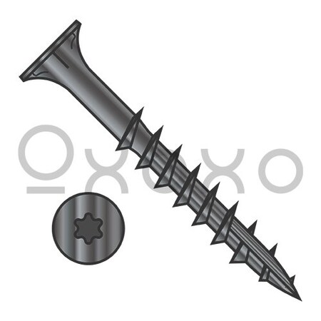 Oxoxo 9X2 1/2 6 lobe Flat w/Nibs Deep Thread Wood Screw Type 17 2/3 Thread Black Oxide, 2200PK 592166