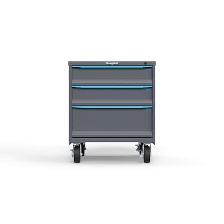 Strong Hold 3 drawer cabinet - (2x 6in, 1x 10in) - Blue accents - Keyed Alike S3036-PCAAS-0302FS