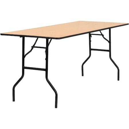 Flash Furniture Rectangle Folding Table, Wood Top, Wood Grain YT-WTFT30X72-TBL-GG