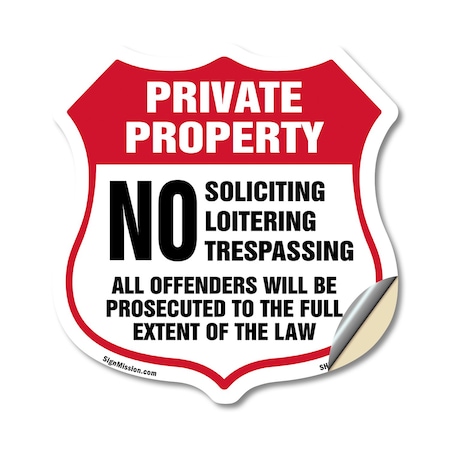 Signmission Private Property Shield Sign No Soliciti, 18 Inch X 18 Inch, Vinyl Decal SHI-D-18-451