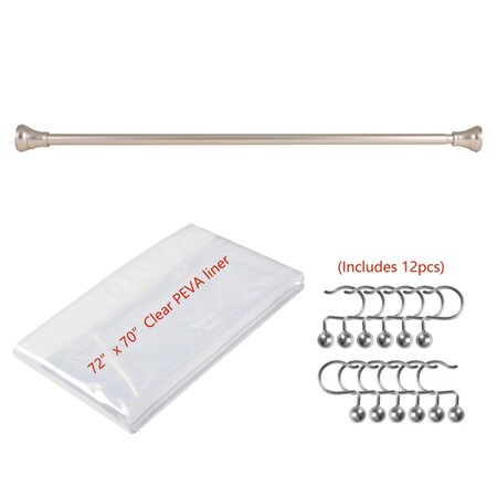 Utopia Alley 72 in. Adjustable Shower Curtain Tension Rod, Brushed Nickel Finish FH72BN