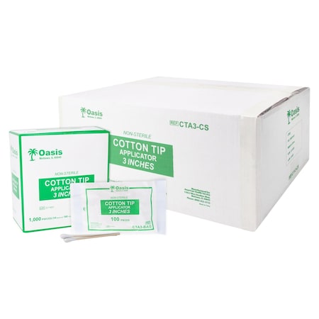 Oasis Cotton-Tipped Applicators 3", Non-Sterile, 10000PK CTA3-CS