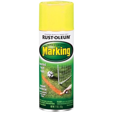 Rust-Oleum Inverted Marking Spray Paint, Flat, Bright Yellow, 11 oz, Can 1997830