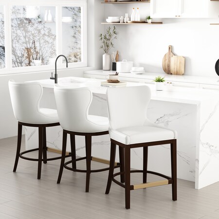 Manhattan Comfort Blair Counter Stool in White, 3PK 3-CS020-WH