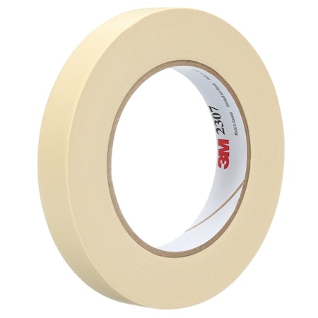 3M Masking Tape, 18 mm W x 55 m L, 5.2 mil Thick, Tan, Rubber Adhesive, 48 PK 2307