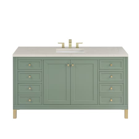 James Martin Vanities Chicago 60" Single Vanity, Smokey Celadon, w/ 3 CM Siberian Silestone Top 503-V60S-SC-3SFR