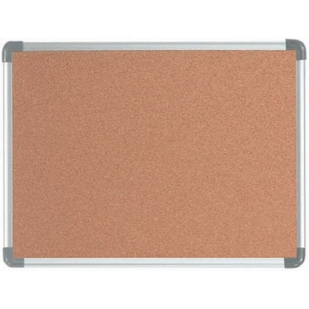 Aarco Natural Pebble Grain Cork Bulletin Board w/ an Aluminum Frame w/ Radius Corners, 18''Hx24''W ER1824