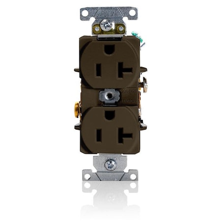 Leviton Duplex Straight Blade Receptacle, 5-20R, 20 A, 125V AC, 2 Pole, 3 Wire, Flush Mount, Grounded 5352