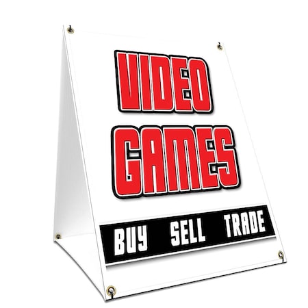 Signmission Video Games, 24 Inch x 18 Inch A-frame Yard Sign, Plastic Sign SBC-1824-Video Games