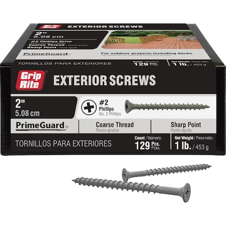 Grip-Rite PrimeGuard No.10x2'' Exterior Screw, 1 Lb. PTN2S1