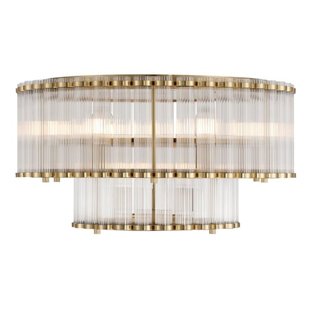 Euf Glasbury, Flush Mount, 9-Light, 24", Gold, Ribbed Glass 49169-010