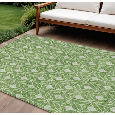 Homeroots 8' X 10' Green And Light Green Geometric Washable Indoor Outdoor Area Rug 596024