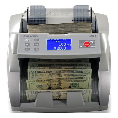 Accubanker BillCounter, Gray, 10-7/8inH, 9-5/8inW S3500