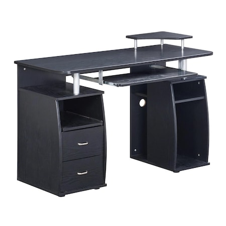 Homeroots 47" Espresso Wood Computer Desk With Two Drawers 723755