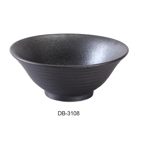 Yanco 8.5 in. Diamond Black Collection Ramen Bowl, Matte Glaze - 45 oz - 3.5 in., 12PK DB-3108