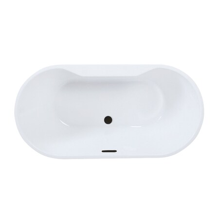 Kingston Brass 67" Acrylic Oval Double Ended Freestanding Tub with Drain, Glossy White/Matte Black VTDE673223C420