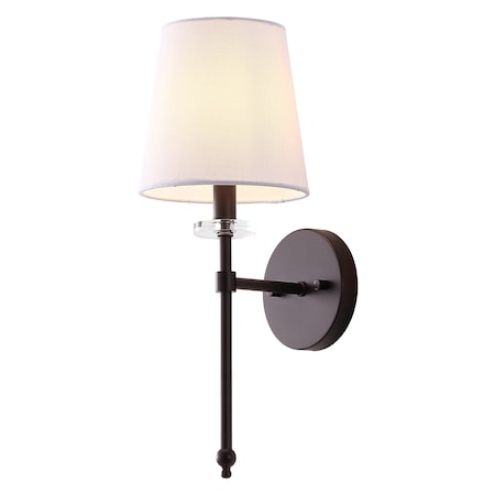 Jonathan Y Olivia 6.5 in. 1-Light Contemporary Traditional Candlestick Metal/Crystal LED Vanity Light w/Fabric JYL9920C
