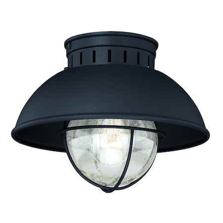 Vaxcel Harwich Black Coastal Barn Dome Outdoor Flush Mount Ceiling Light Clear Glass T0142