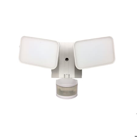 Maxlite SECURITY FLOOD LIGHT WITH MOTION SENSOR WITH GFCI OUTLETS, 2 HEAD, 28W, 120V, WHITE MSLO2HW