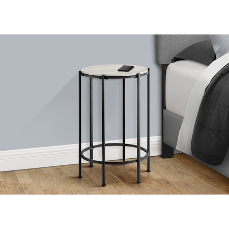 Monarch Specialties Accent Table, Round, Nightstand, Washed Oak Laminate, Black Metal, Contemporary I 3757