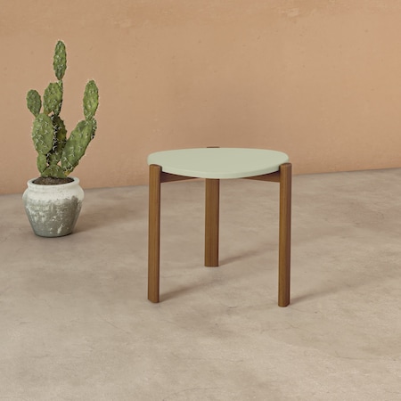 Manhattan Comfort Mid-Century Modern Gales End Table with Solid Wood Legs in Pistachio Green ET-82742-GR