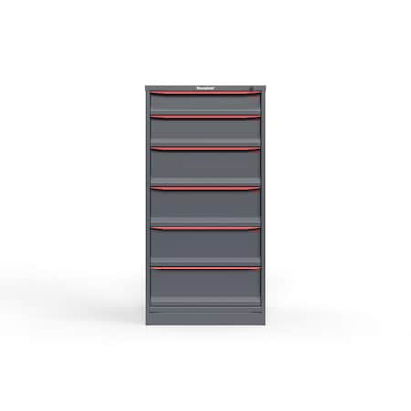 Strong Hold 6 drawer cabinet - (1x 5ft, 1x 7ft, 4x 9ft) - Red accents - Keyed Different S3060-PPDAS-0601DS