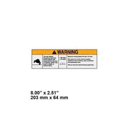 Genie REPLACEMENT DECAL WARNING MAX TOWING SPEED 62707GT